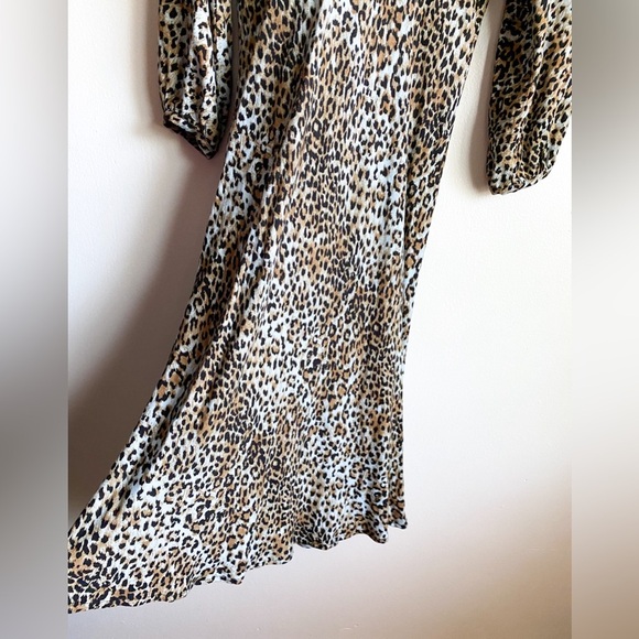 Ragdoll Leopard Animal Print Long Sleeve Midi Dress Safari Hipster Boho Western - Picture 4 of 9